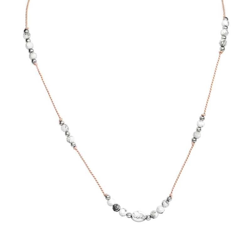 Šňůrkový náhrdelník s korálky z howlitu HE15K3S-LP Agato Šňůrkový náhrdelník s korálky z howlitu HE15K3S-LP Agato