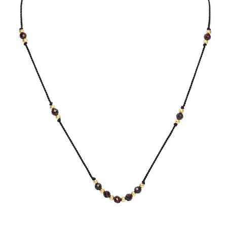 Šňůrkový náhrdelník s korálky z granátu HE21K3G-BK Agato