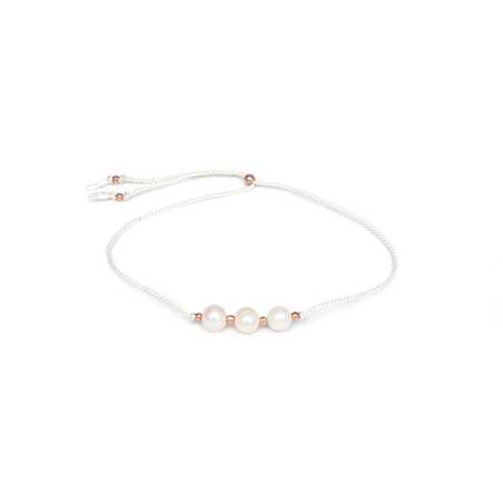 Krásný šňůrkový náramek na nohu s perlami HE03N3RG-WH Agato
