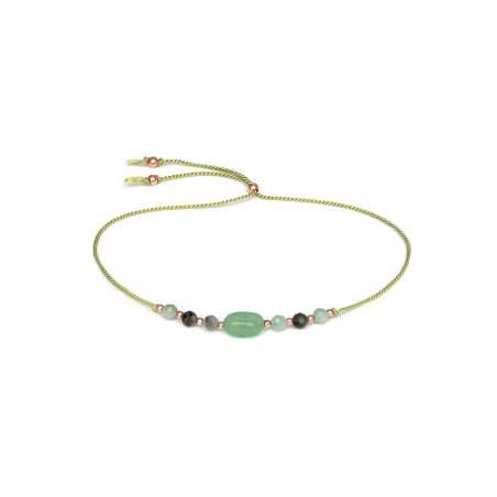 Šňůrkový náramek na nohu s aventurínem a smaragdem HE09N3RG-LG Agato
