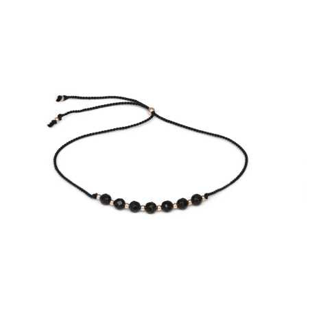 Šňůrkový náramek na nohu s korálky z onyxu HE32N3RG-BK Agato