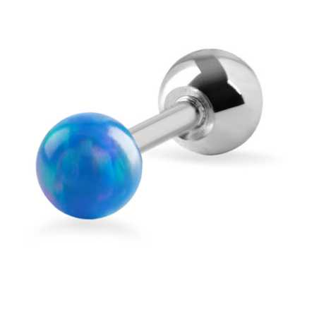 Piercingová náušnice s modrým syntetickým opálem Troli