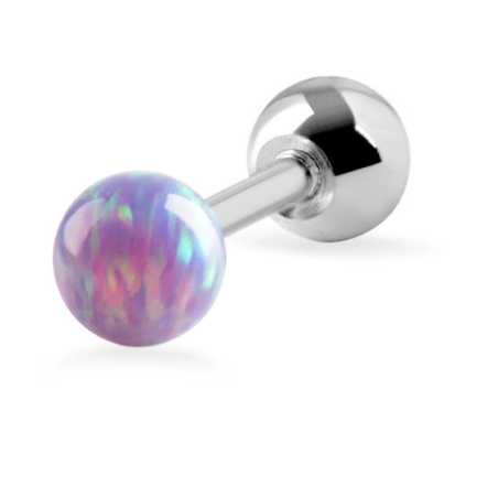 Piercingová náušnice s fialovým syntetickým opálem Troli