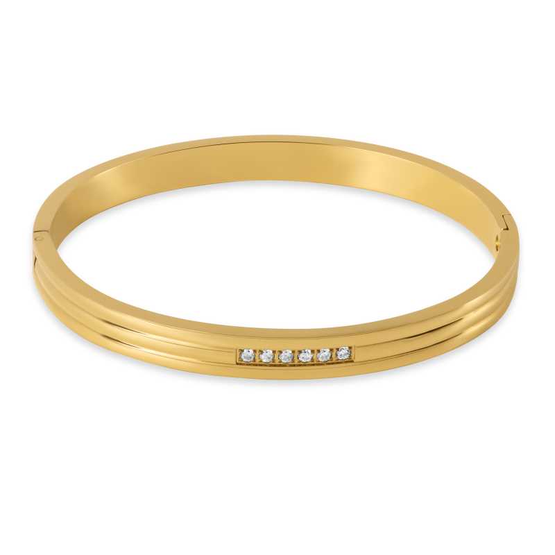 Módní pevný náramek z pozlacené oceli Troli Módní pevný náramek z pozlacené oceli Troli