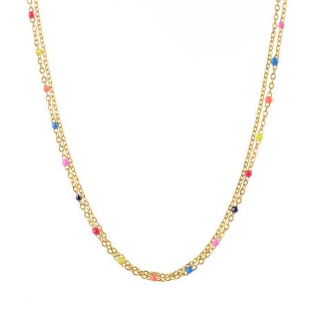 Pozlacený dvojitý náhrdelník se smaltovými korálky Troli