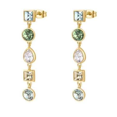 Dlouhé pozlacené náušnice s barevnými krystaly Symphonia BYM182 Brosway