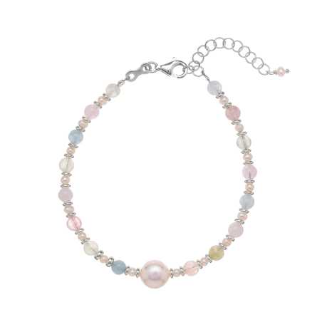 Okouzlující korálkový náramek s perlou a morganitem AL3817-Argento Alisia