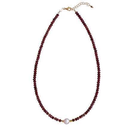 Korálkový náhrdelník z granátu s pravou perlou AL4107-Oro-Granato Alisia