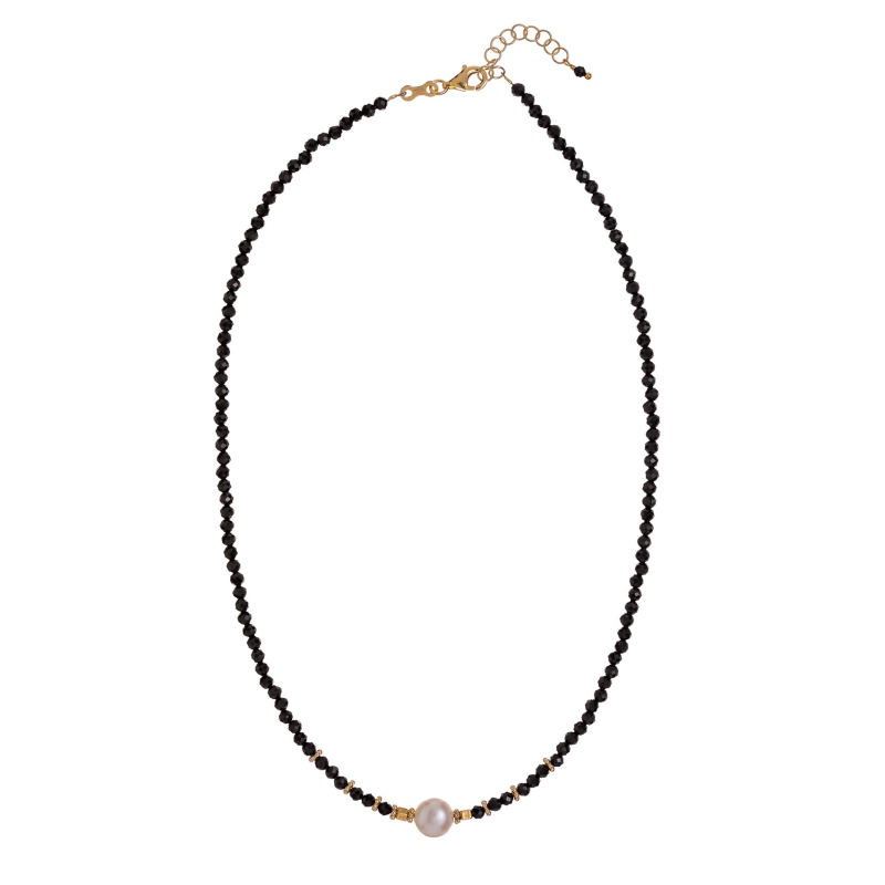 Korálkový náhrdelník z černého spinelu s pravou perlou AL4107-Oro-Spinello Alisia Korálkový náhrdelník z černého spinelu s pravou perlou AL4107-Oro-Spinello Alisia