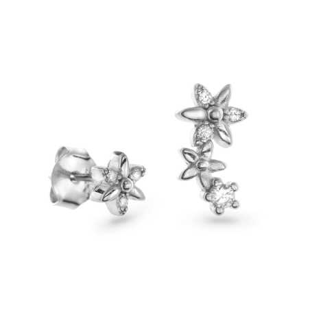 Asymetrické stříbrné náušnice s kubickými zirkony AJNS0035 Again Jewelry