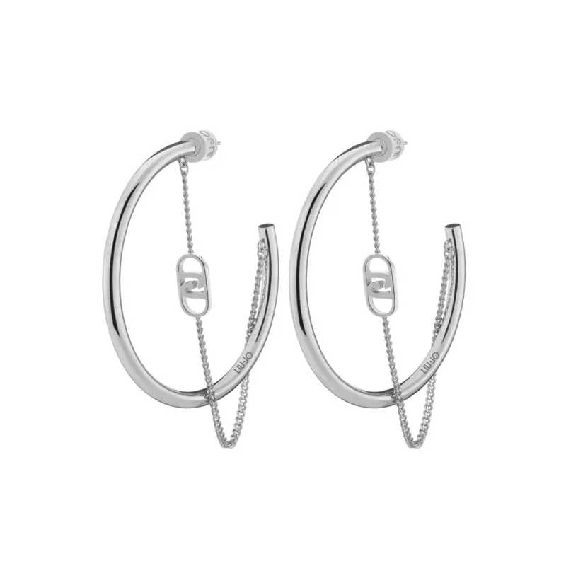 Ocelové kruhové náušnice s řetízkem LJ2775 Liu Jo Ocelové kruhové náušnice s řetízkem LJ2775 Liu Jo