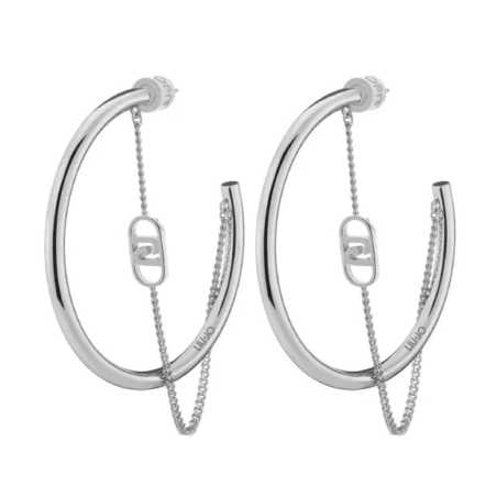 Ocelové kruhové náušnice s řetízkem LJ2775 Liu Jo