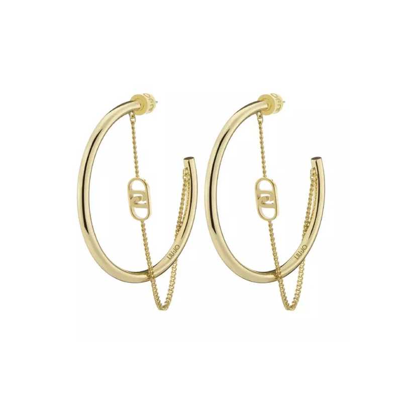 Pozlacené kruhové náušnice s řetízkem LJ2774 Liu Jo Pozlacené kruhové náušnice s řetízkem LJ2774 Liu Jo