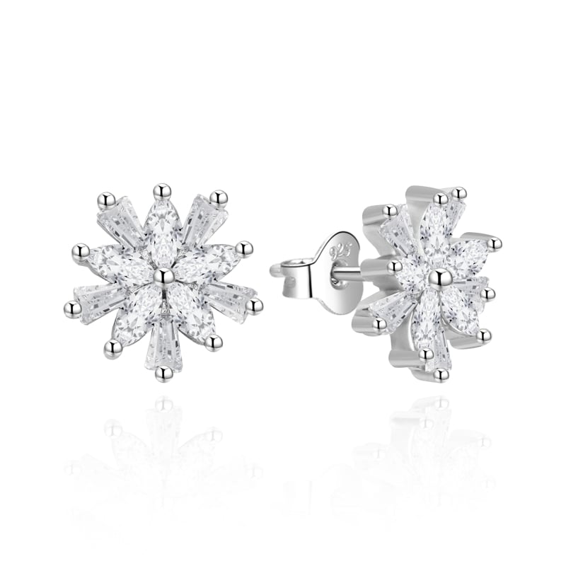 Stříbrné náušnice Sněhové vločky se zirkony AGT-E009PW Agato