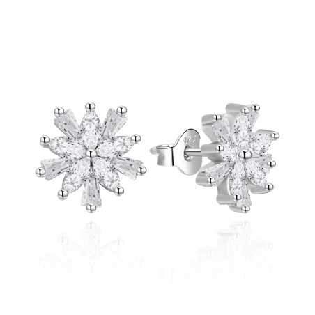 Stříbrné náušnice Sněhové vločky se zirkony AGT-E009PW Agato
