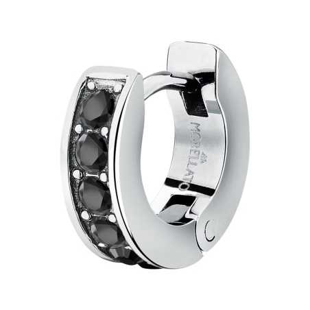 Ocelová single náušnice s černými krystaly Motown SALS93 Morellato