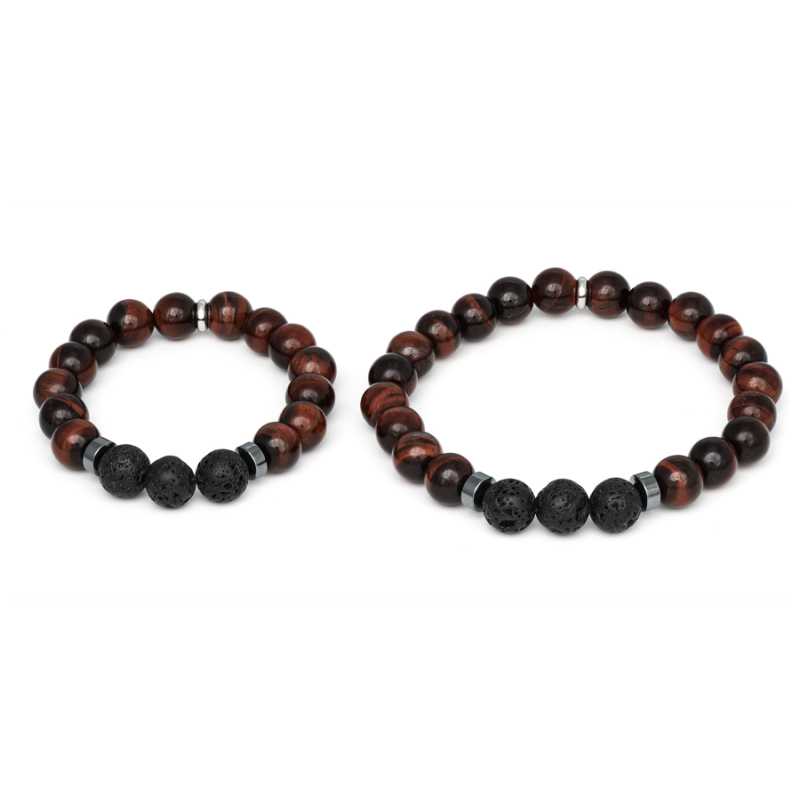 Minerální náramek pro otce se synem MINK144/SET (onyx, apatit, hematit) Agato