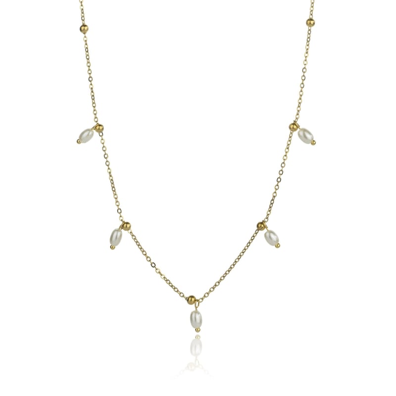 Pozlacený dámský náhrdelník se syntetickými perlami Shiloh EWN24015G Emily Westwood