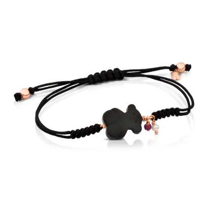 Černý kabala náramek s perlou a rubínem New Tibet 1000109100 Tous