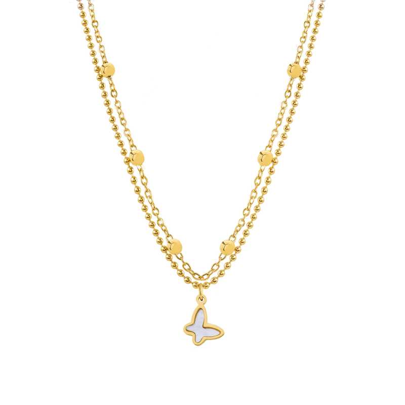 Dvojitý pozlacený náhrdelník s motýlkem Troli Dvojitý pozlacený náhrdelník s motýlkem Troli