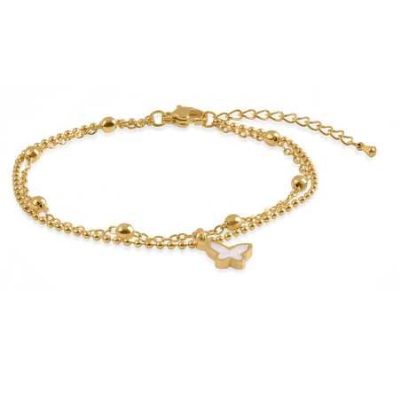 Dvojitý pozlacený náramek na nohu s motýlkem Troli