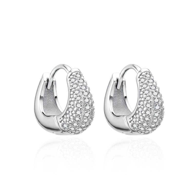 Blyštivé stříbrné náušnice se zirkony AGT-E158KW Agato