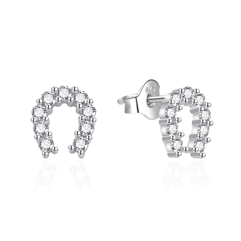 Blyštivé stříbrné náušnice Podkova AGT-E141PW Agato