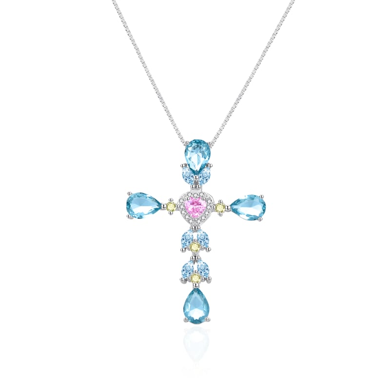 Stříbrný náhrdelník s křížkem AGT-N010BL (řetízek, přívěsek) Agato