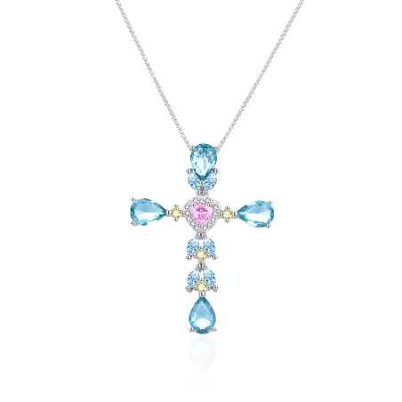 Stříbrný náhrdelník s křížkem AGT-N010BL (řetízek, přívěsek) Agato