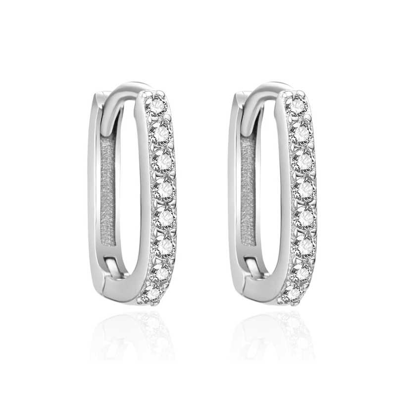 Stříbrné oválné náušnice se zirkony AGT-E144KW Agato