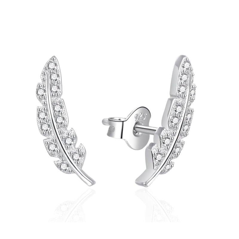 Stříbrné podélné náušnice Peříčka se zirkony AGT-E085PW Agato