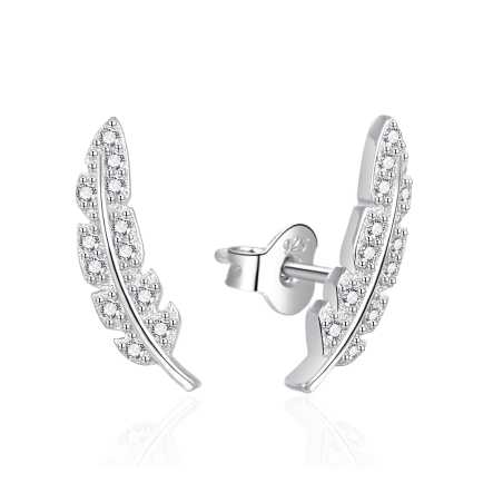 Stříbrné podélné náušnice Peříčka se zirkony AGT-E085PW Agato