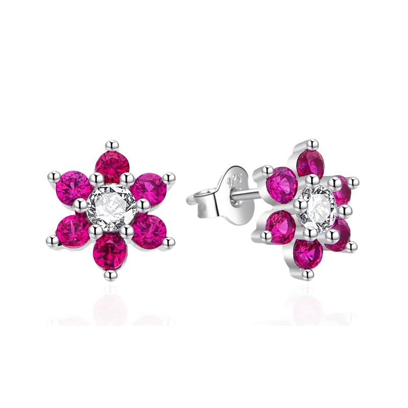 Stříbrné náušnice Kytičky s fuchsiovými zirkony AGT-E155PF Agato Stříbrné náušnice Kytičky s fuchsiovými zirkony AGT-E155PF Agato