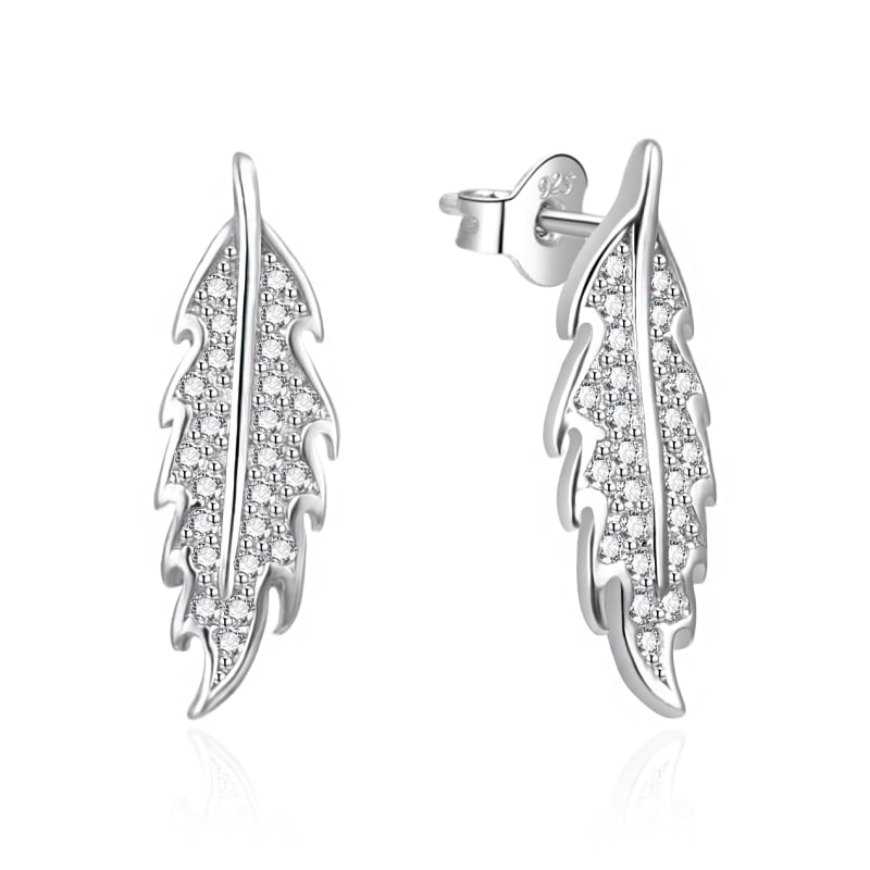 Stříbrné náušnice Listy se zirkony AGT-E089PW Agato