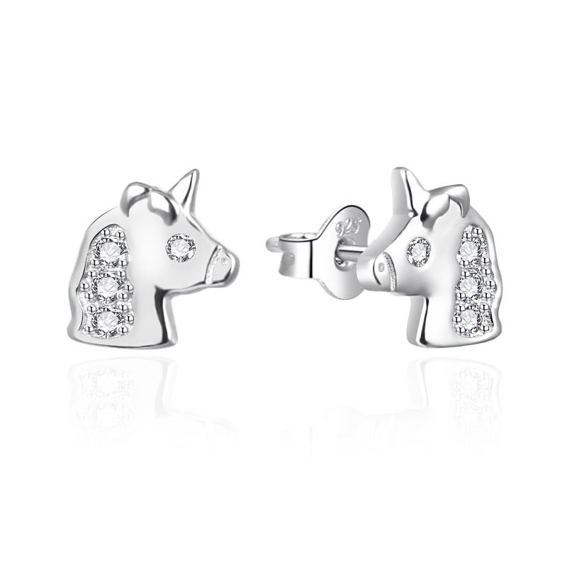 Stříbrné peckové náušnice Jednorožci AGT-ED004PW Agato