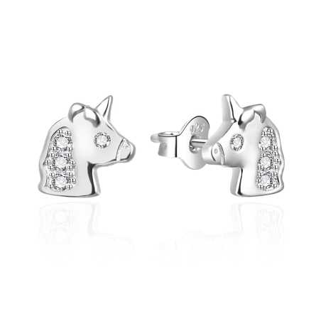 Stříbrné peckové náušnice Jednorožci AGT-ED004PW Agato