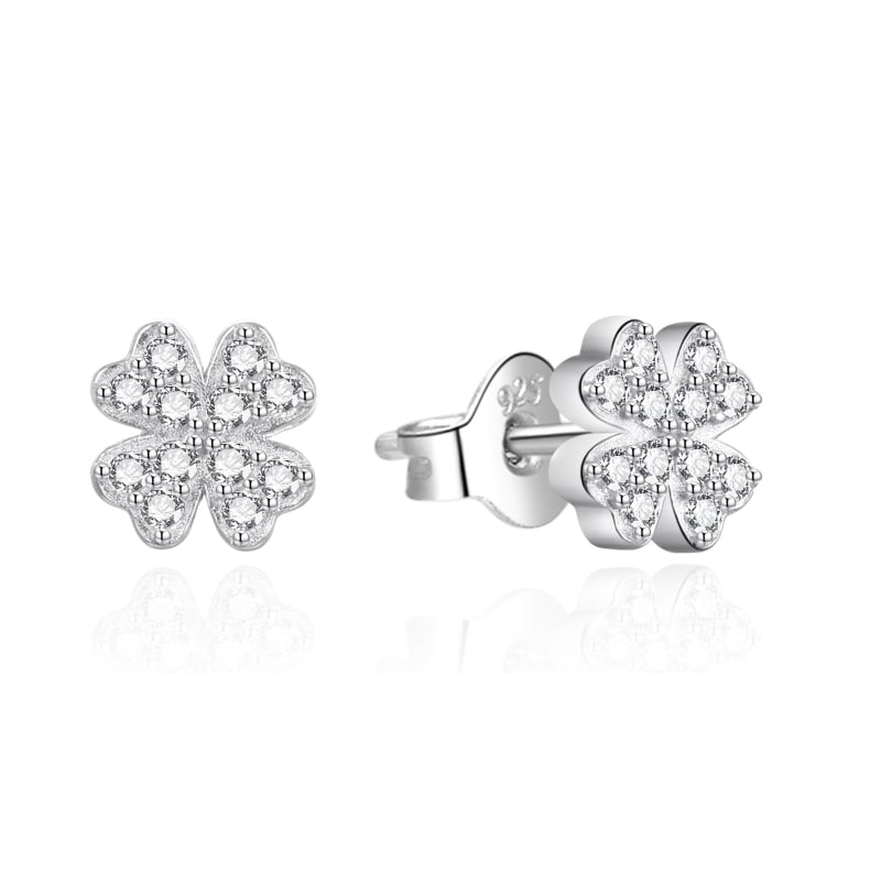 Stříbrné náušnice se zirkony Čtyřlístek AGT-E098PW Agato