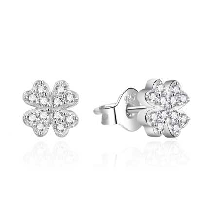 Stříbrné náušnice se zirkony Čtyřlístek AGT-E098PW Agato