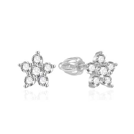 Stříbrné náušnice Kytičky se zirkony AGT-E097SW Agato