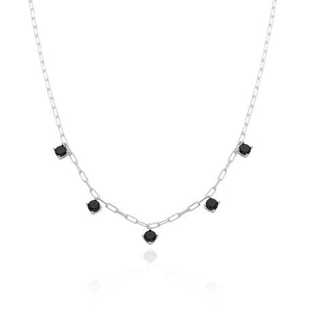 Stříbrný náhrdelník s černými zirkony AGT-N020BK Agato