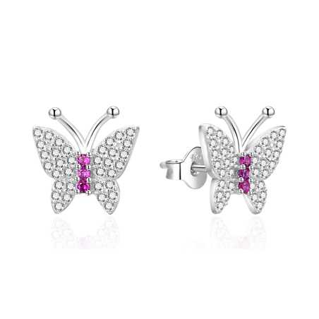 Stříbrné náušnice Motýlci se zirkony AGT-E112PWF Agato