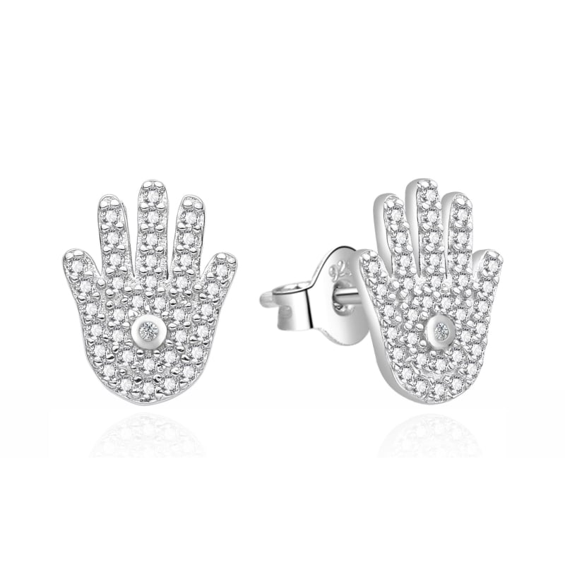 Stříbrné náušnice se zirkony Hamsa AGT-E126PW Agato