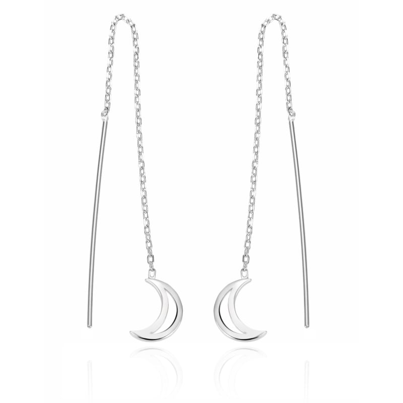 Dlouhé stříbrné náušnice s měsícem AGT-E044V Agato