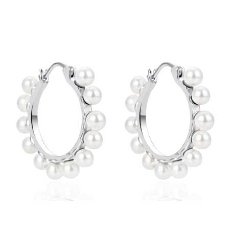 Stříbrné kruhy s pravými perlami AGT-E047K-P Agato