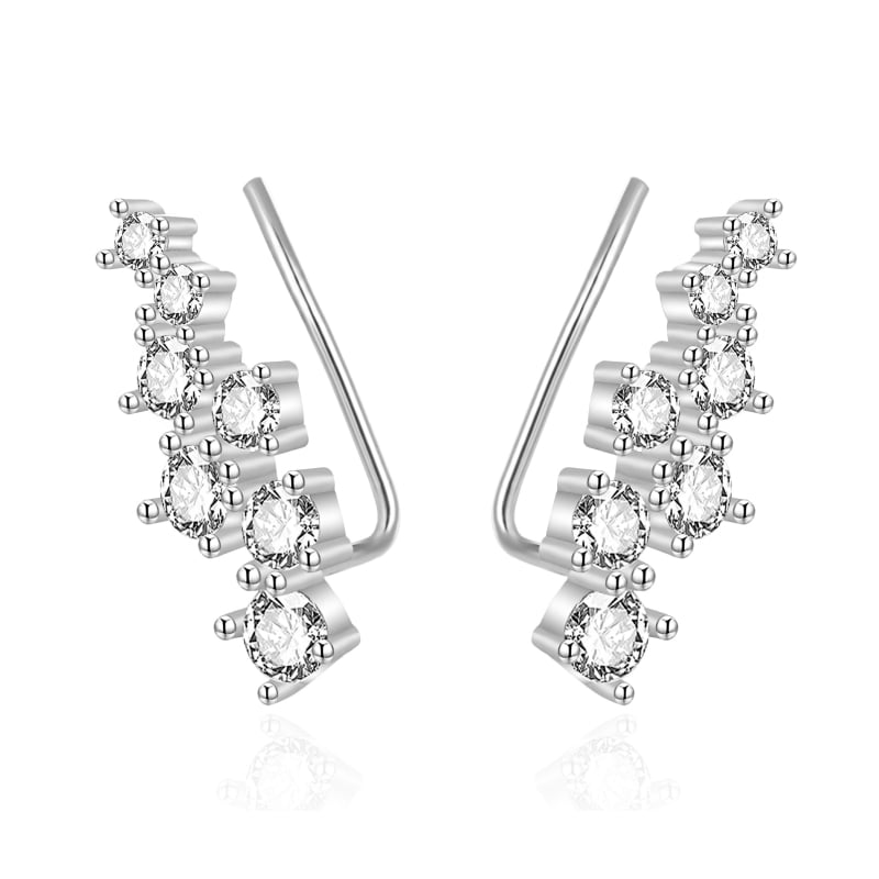Stříbrné podélné náušnice se zirkony AGT-E049VW Agato