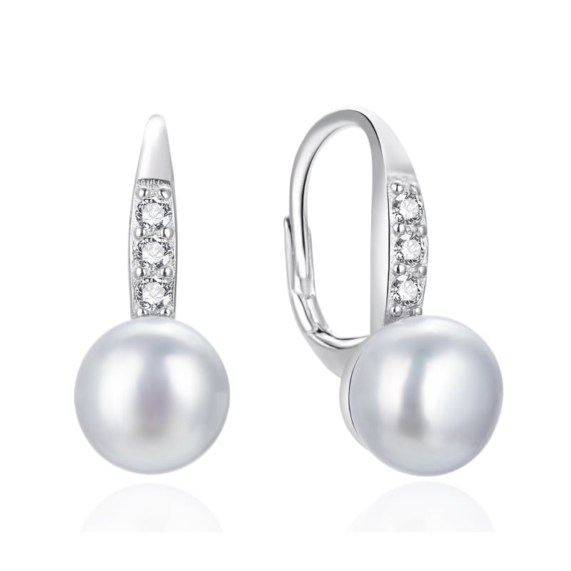 Stříbrné visací náušnice s perlami a zirkony AGT-E093LW-P Agato Stříbrné visací náušnice s perlami a zirkony AGT-E093LW-P Agato