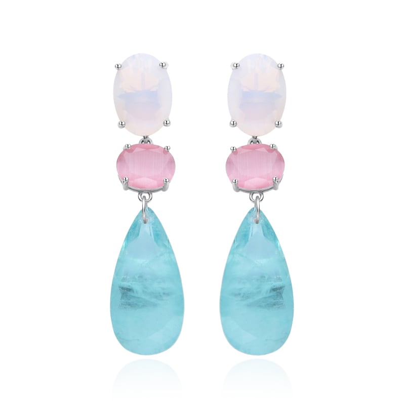 Dlouhé stříbrné náušnice s barevným sklem AGT-E120PC Agato Dlouhé stříbrné náušnice s barevným sklem AGT-E120PC Agato