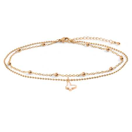 Dvojitý pozlacený náramek s motýlkem Troli