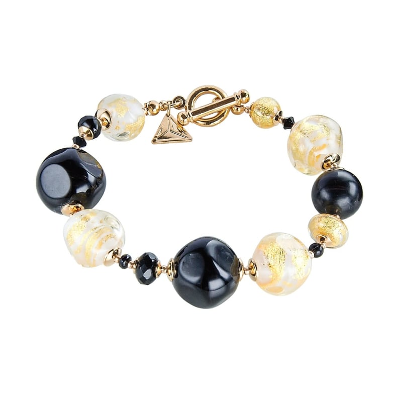 Elegantní náramek Gold Elegance s 24karátovým zlatem v perlách Lampglas BCQ11 Lampglas