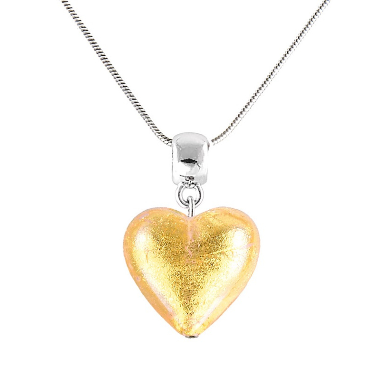Zářivý náhrdelník Golden Heart s 24karátovým zlatem v perle Lampglas NLH24 Lampglas